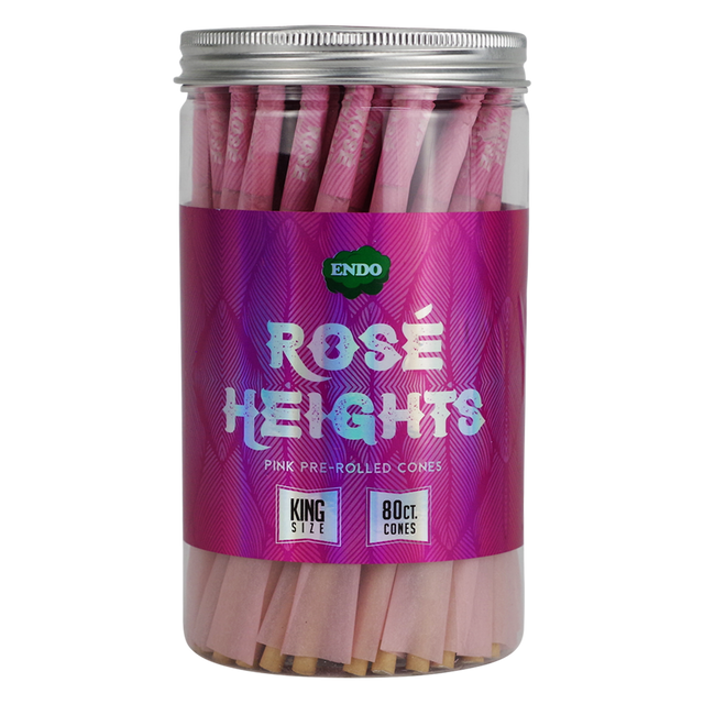 Endo Rose Heights King Size Pink Rolling Cones Jar 80 Count