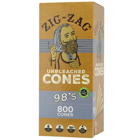 Zig Zag 98s Unbleached Cones 800ct Bulk Display