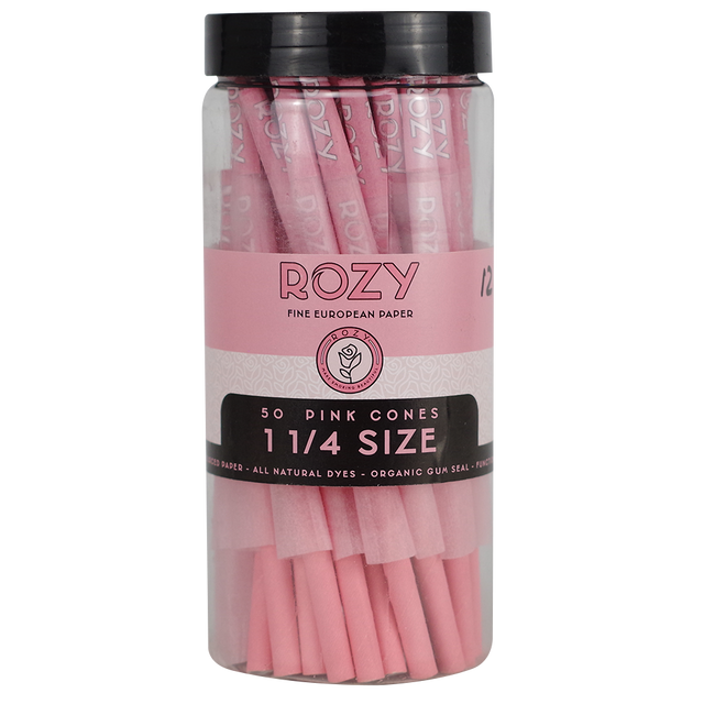 Rozy Pink 1 1/4 Rolling Cones Jar 50 Count