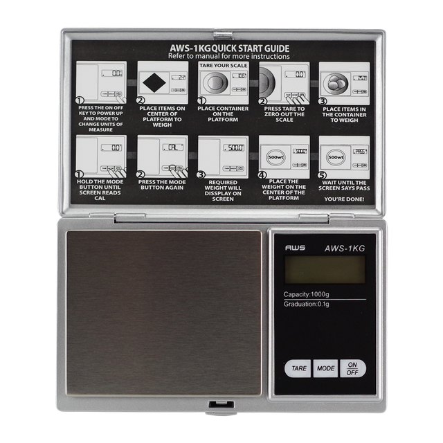 AWS AC-1000 Digital LCD Scales With Silver Lid 1000G