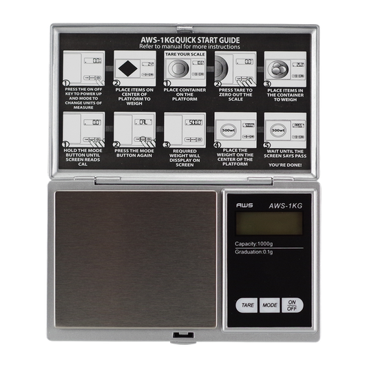 AWS AC-1000 Digital LCD Scales With Silver Lid 1000G