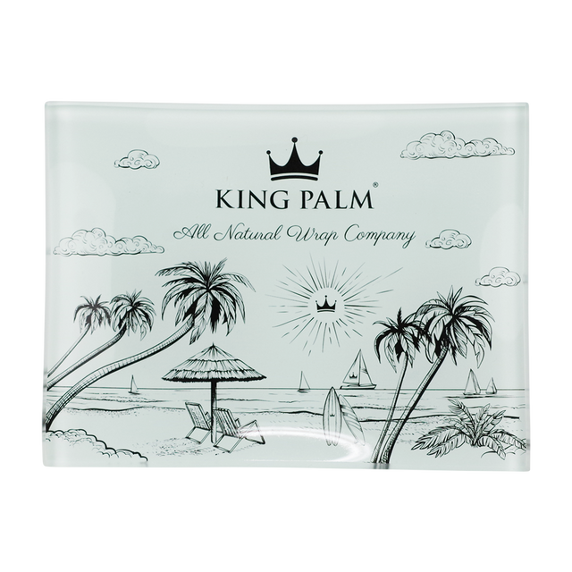 King Palm Small Beach Design Rolling Glass Tray