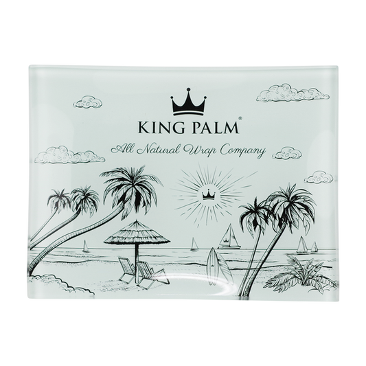 King Palm Small Beach Design Rolling Glass Tray