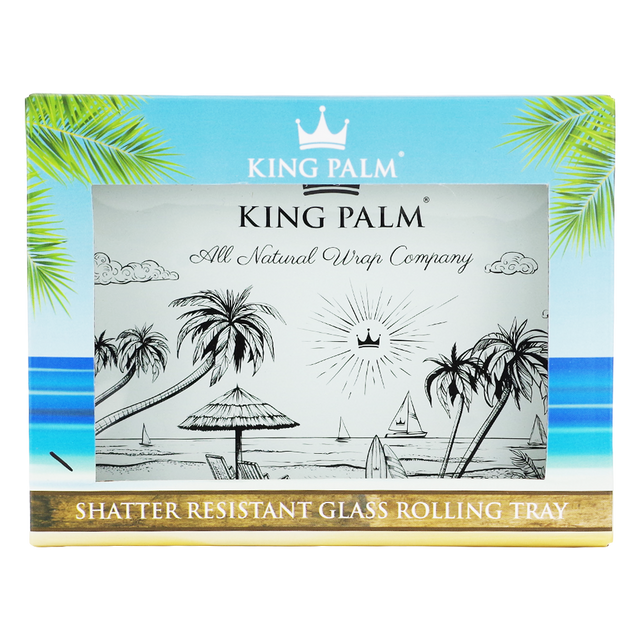 King Palm Small Beach Design Rolling Glass Tray