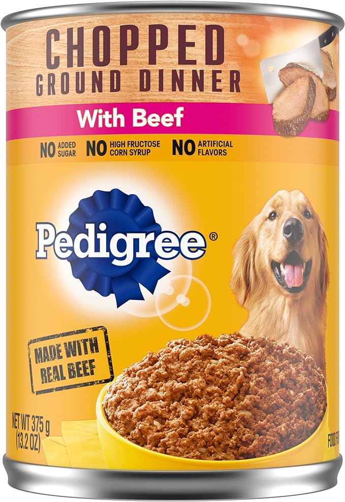 Pedigree Chopped Ground Dinner Beef Canned Dog Food 13.2oz