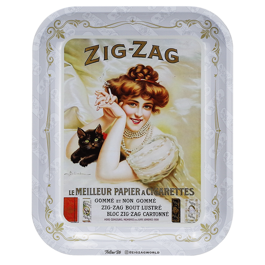 Zig Zag Large White Vintage Rolling Tray