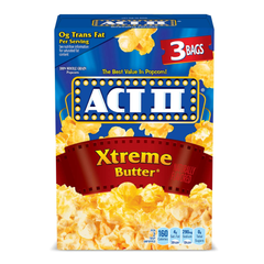 ACT II Xtreme Butter Microwave Popcorn 3 Pack