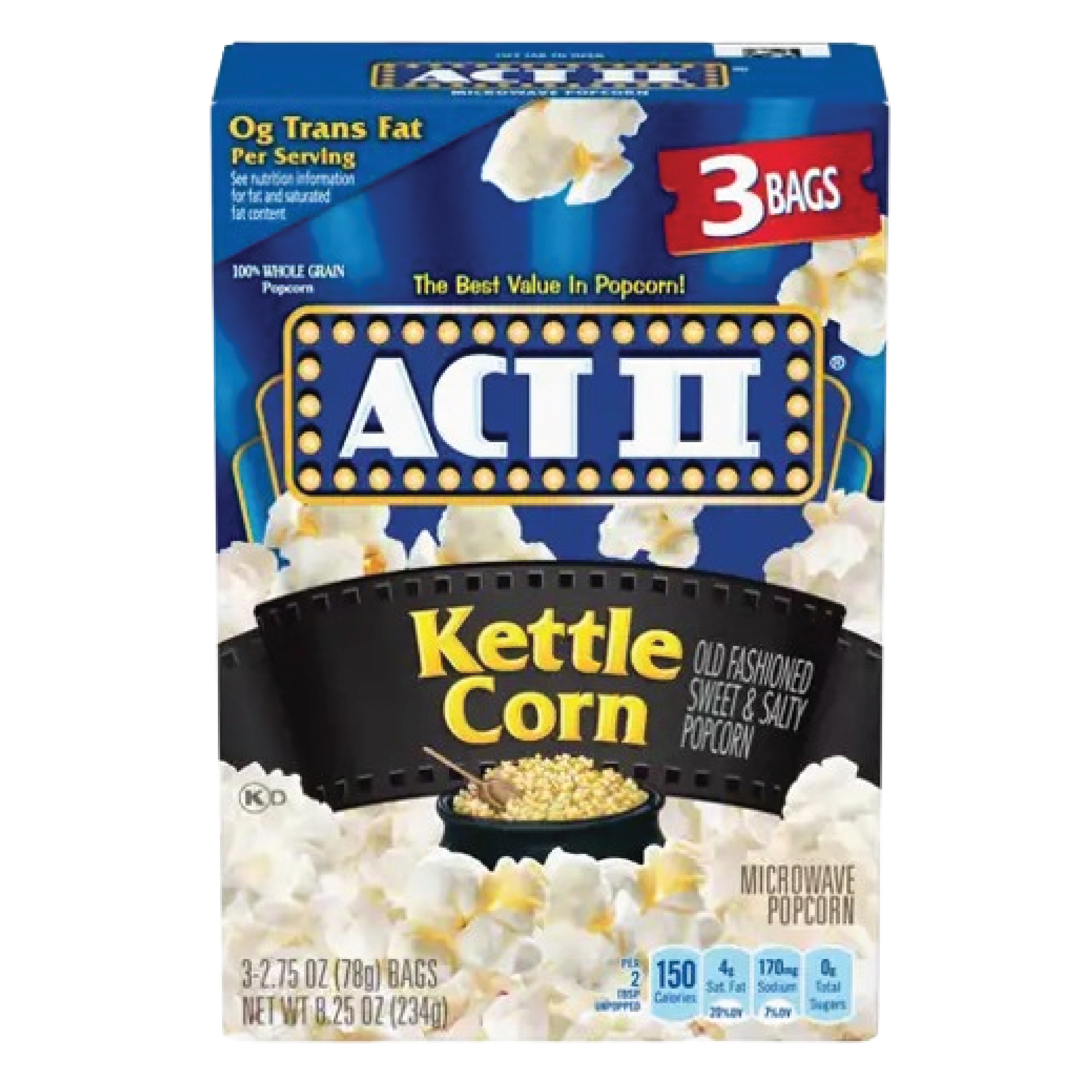 ACT II Kettle Corn Microwave Popcorn 3 Pack