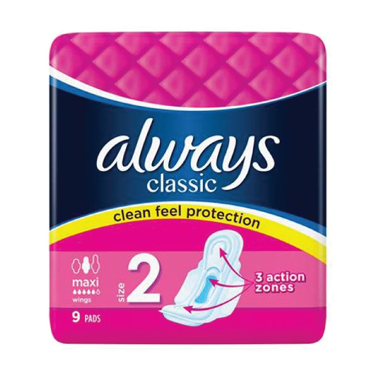 Always Maxi Classic Clean Protection Wings Pads 9 Count