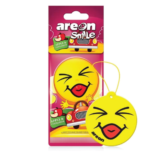 AREON Smile Apple & Cinnamon Funny Car Emoji Hanging Air Freshener