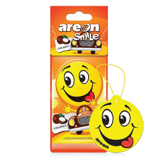 AREON Smile Coconut Funny Car Emoji Hanging Air Freshener