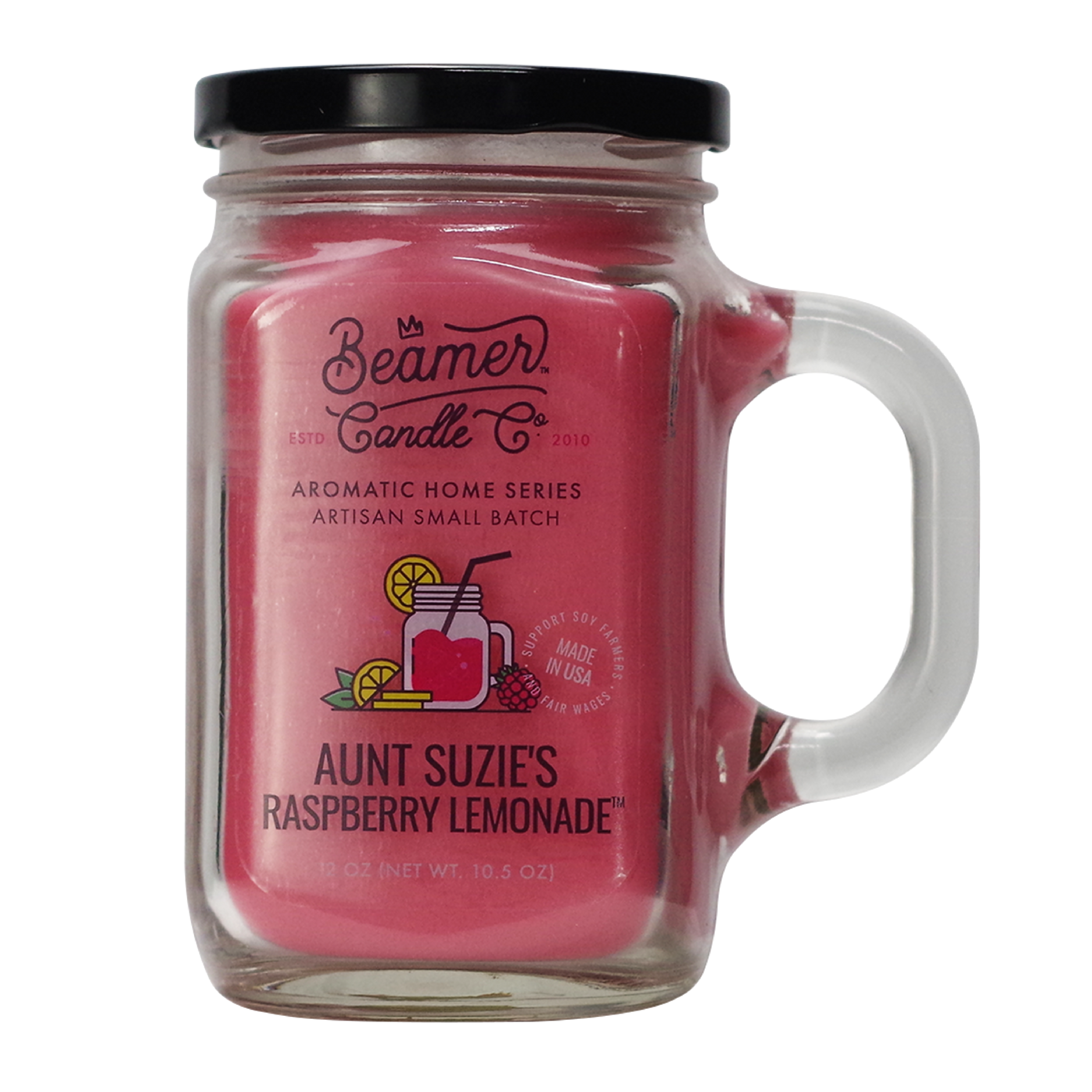 Beamer Aromatic Home Series Aunt Suzie's Raspberry Lemonade Candle Jar 12oz