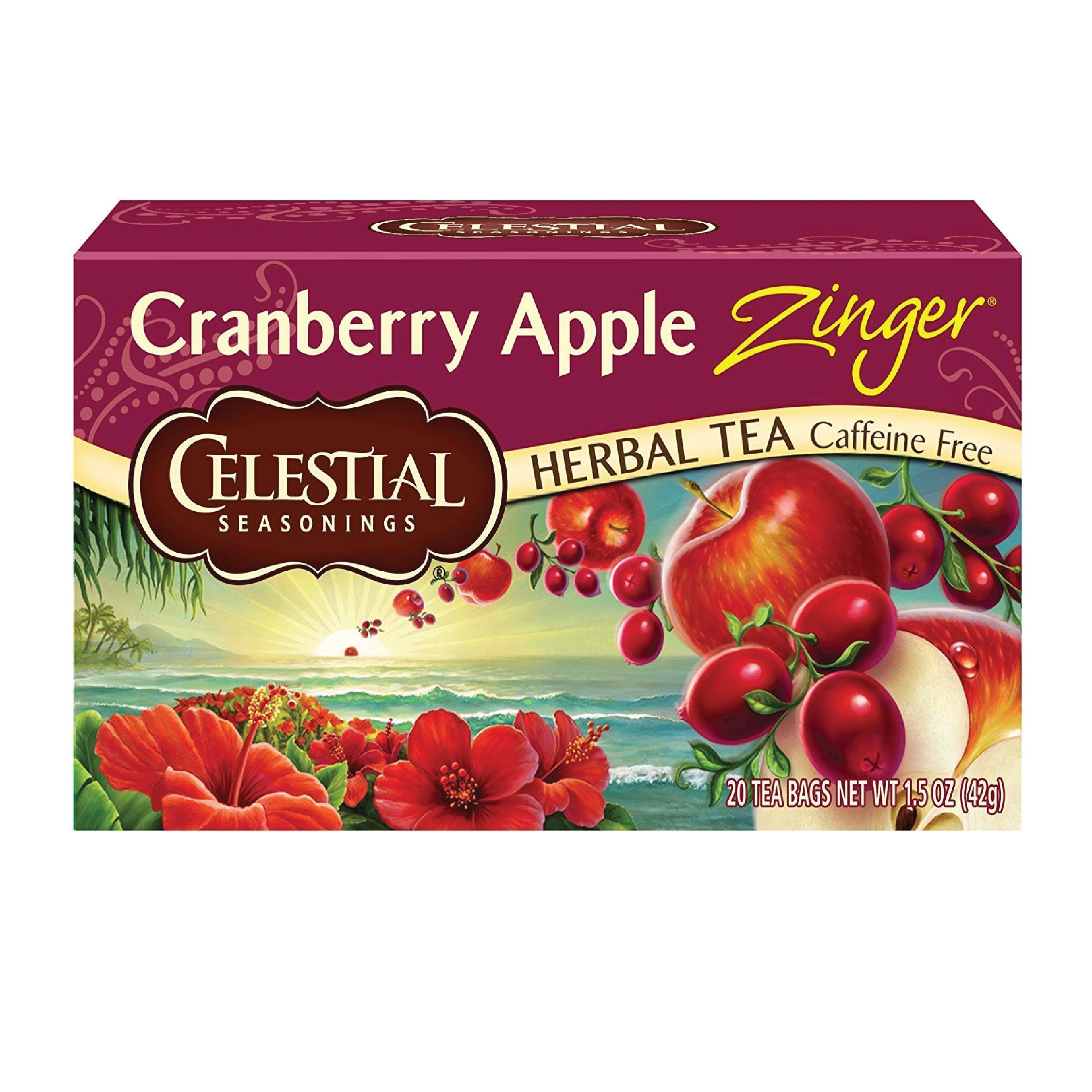 Celestial Cranbery Apple Zinger Caffeine Free Herbal Tea | 20 Tea Bags