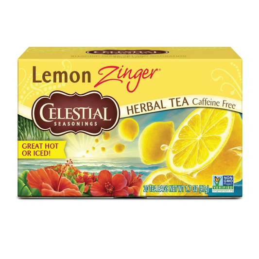 Celestial Lemon Zinger Caffeine Free Herbal Tea | 20 Tea Bags