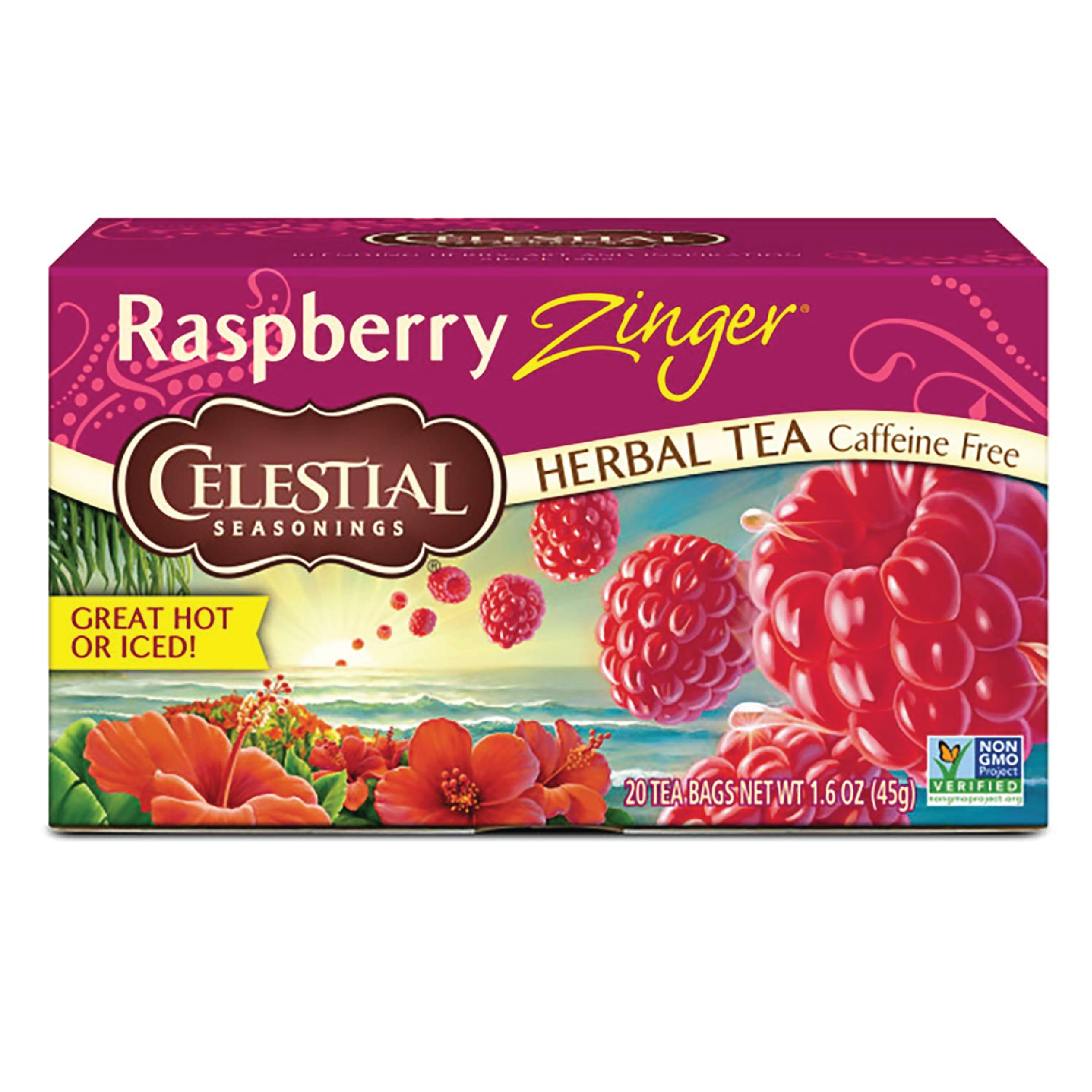 Celestial Raspberry Zinger Caffeine Free Herbal Tea | 20 Tea Bags