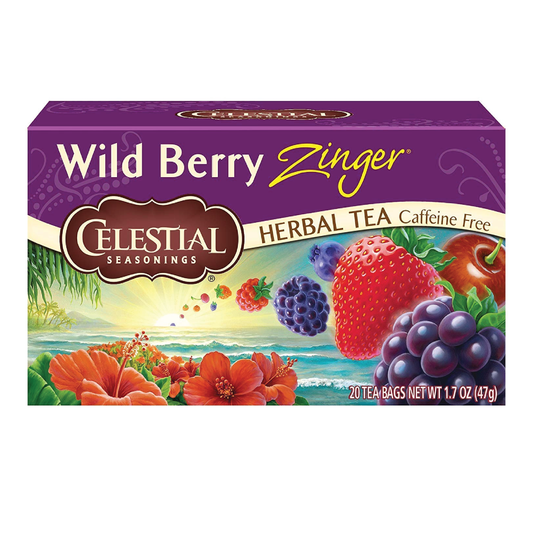Celestial Wild Berry Zinger Caffeine Free Herbal Tea | 20 Tea Bags