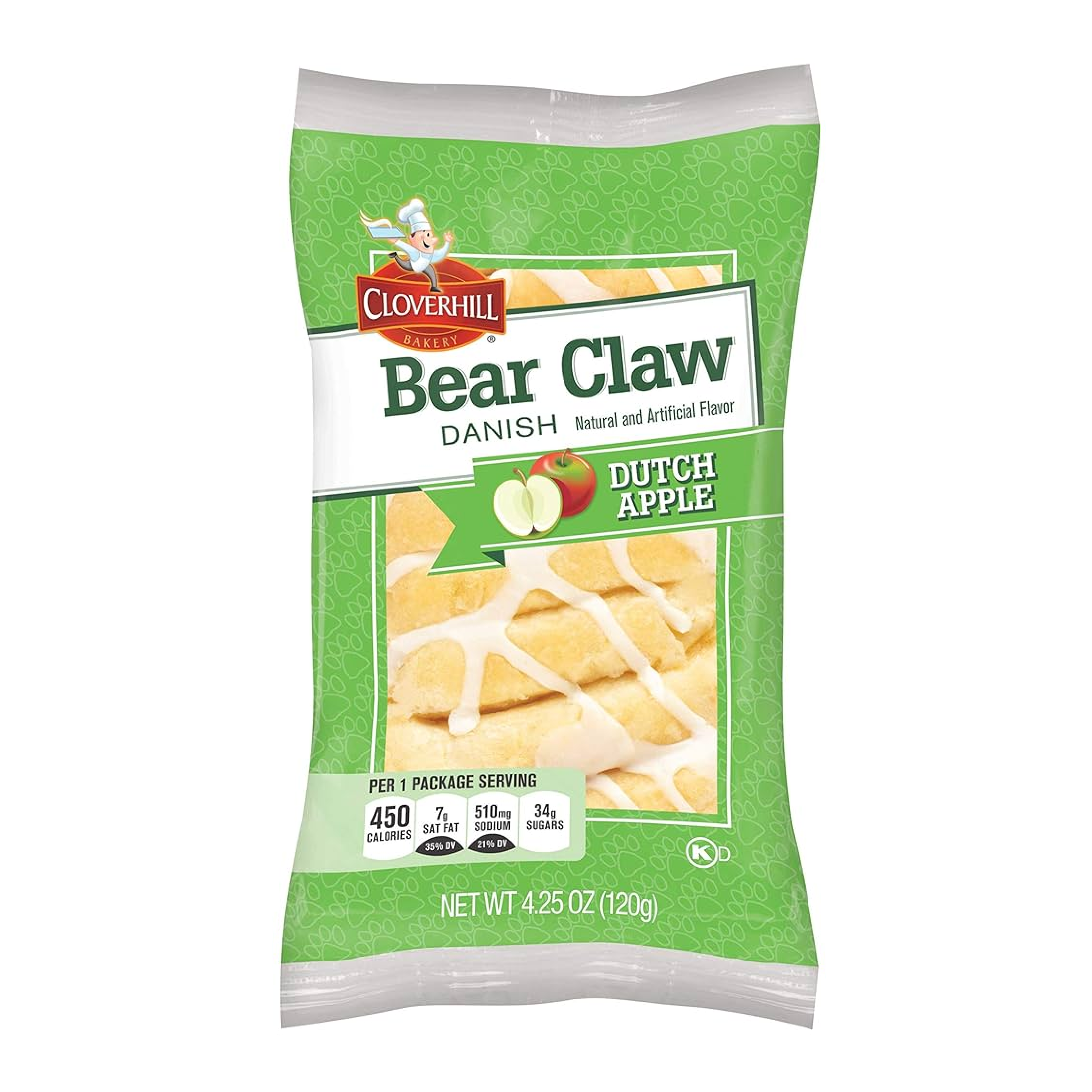 Cloverhill Dutch Apple Bear Claw Danish 4.25oz