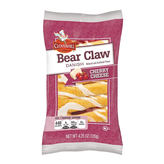 Cloverhill Cherry Cheese Bear Claw Danish 4.25oz