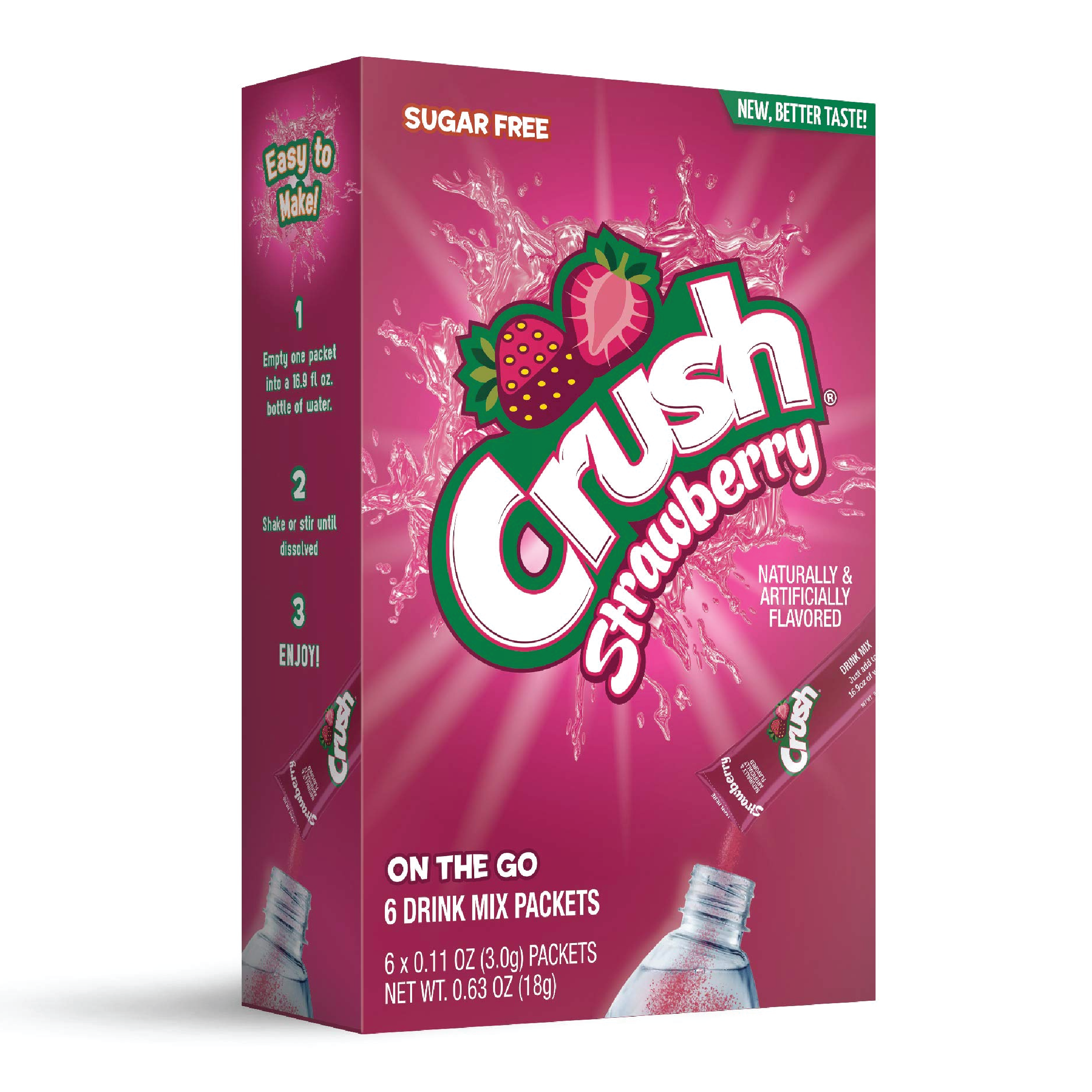 Crush Strawberry Singles To Go Drink Mix | 6 Sticks