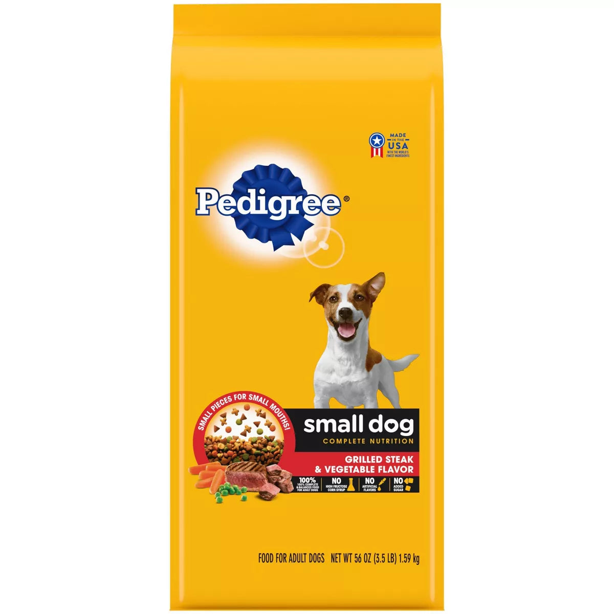 Pedigree Small Dog Steak and Veggies Bag 3.5LB