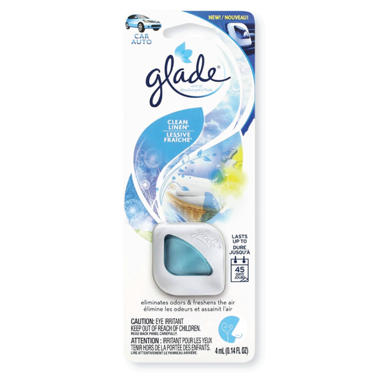 Glade Clean Linen Vent Oil Odor Eliminator Car Air Freshener .14oz