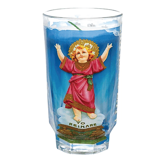 Cup Candle Divine Child Jesus Religious Glass Candle