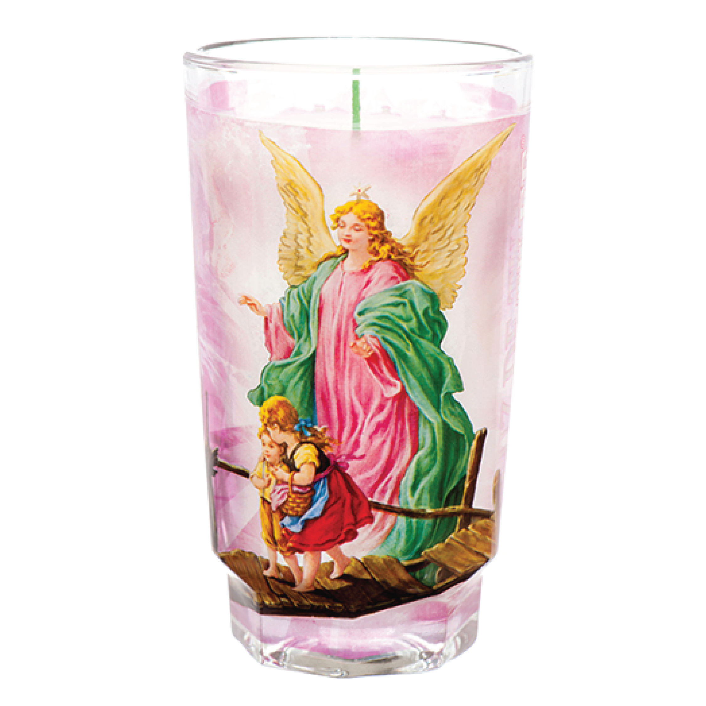 Cup Candle Guardian Angel Religious Glass Candles