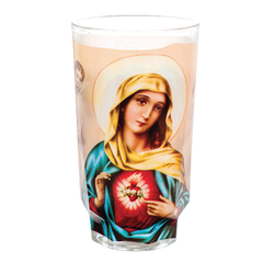 Cup Candle Mother Mary Religious Glass Candles