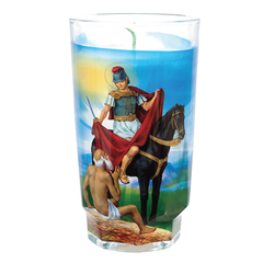 Cup Candle Saint Martin Knight Religious Glass Candles