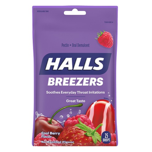 Halls Breezers Cool Berry Drops 25 Count