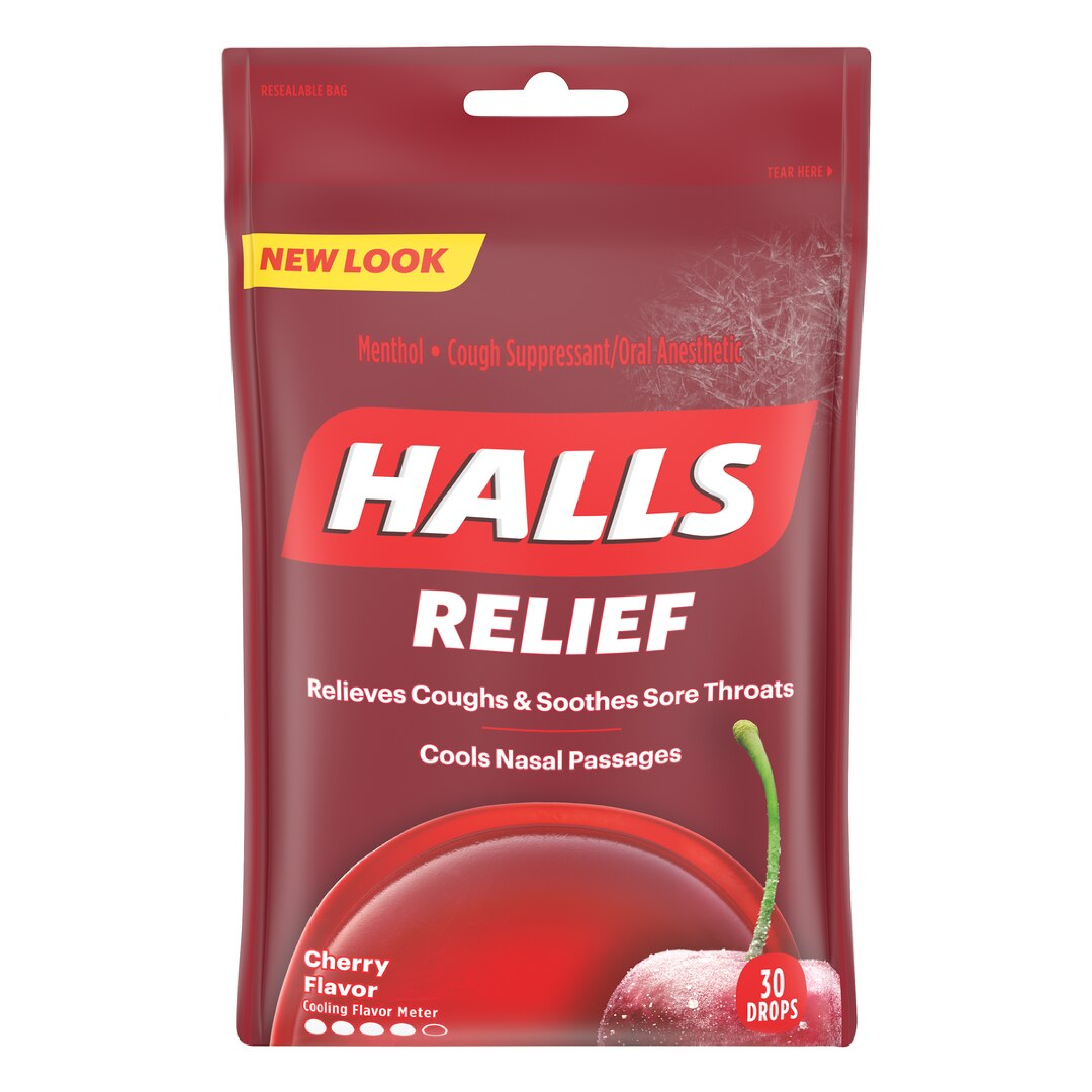 Halls Relief Cherry Cough Drops 30 Count