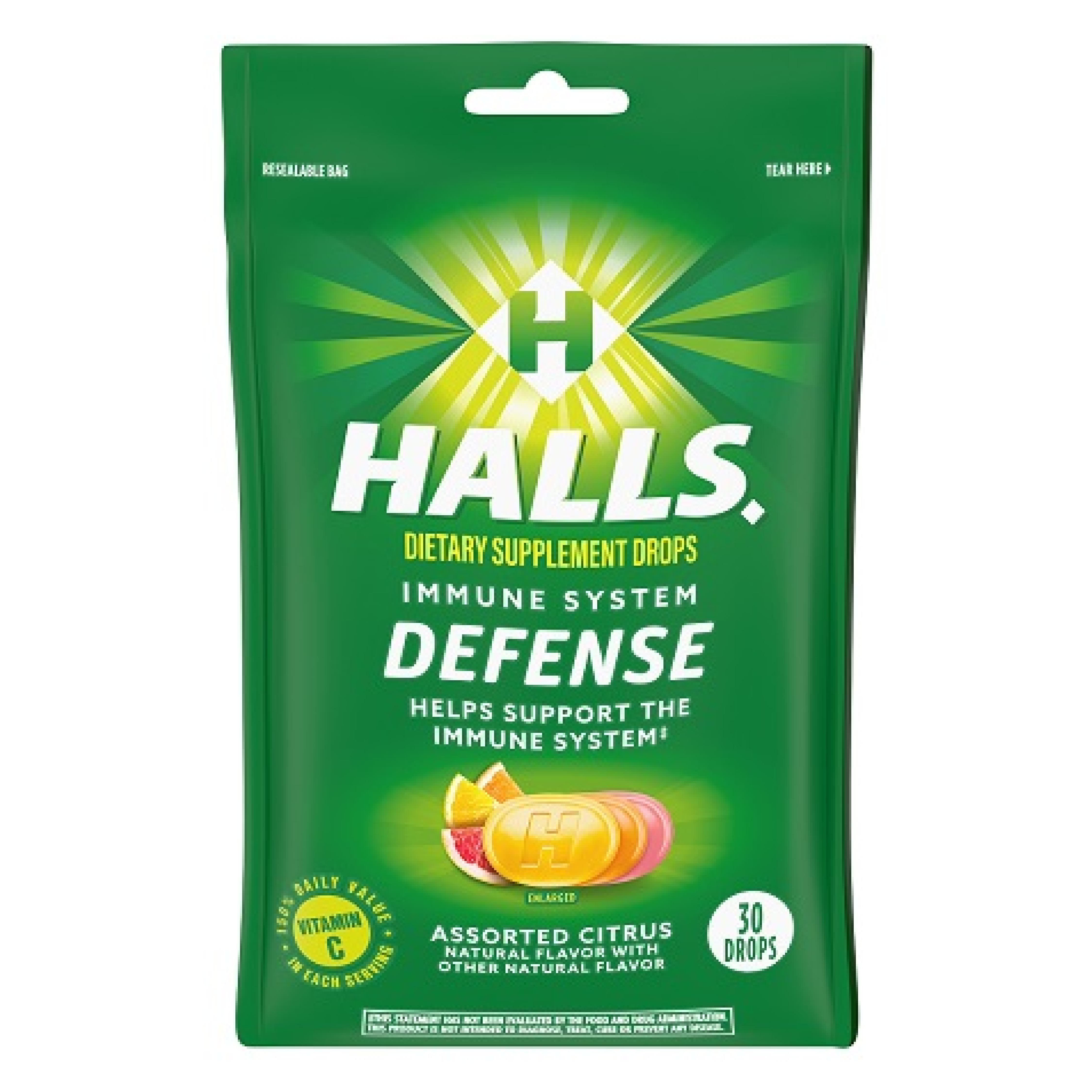 Halls Relief Defense Cough Drops 30 Count