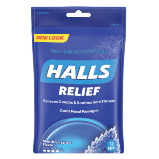 Halls Relief Menthol Cough Drops 30 Count