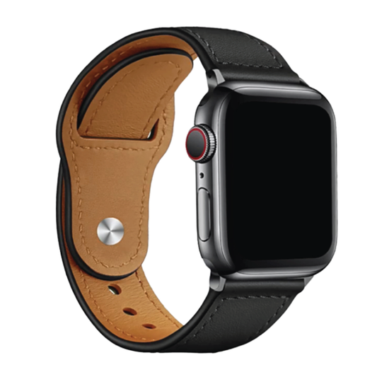 Apple Watch Black Leather Band Straps  Size | 42/44/45MM