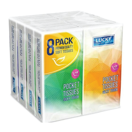 Lucky Super Soft Silky Touch Pocket Tissues 8 Pack