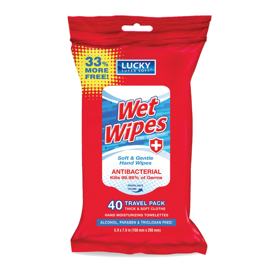 Lucky Antibacterial Wipes Travel Pack 40 Count