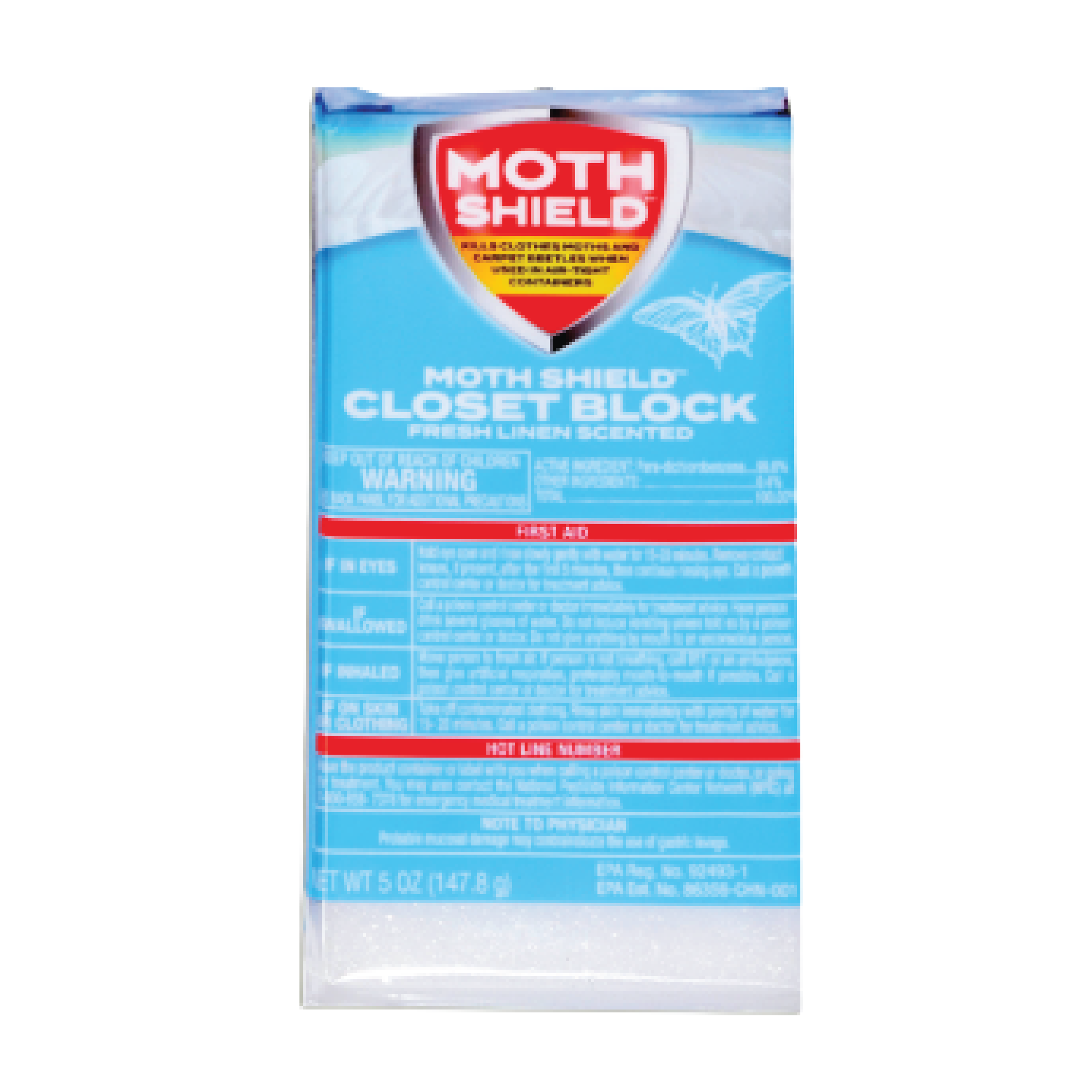 Moth Shield Fresh Linen Scented Closet Block 5oz