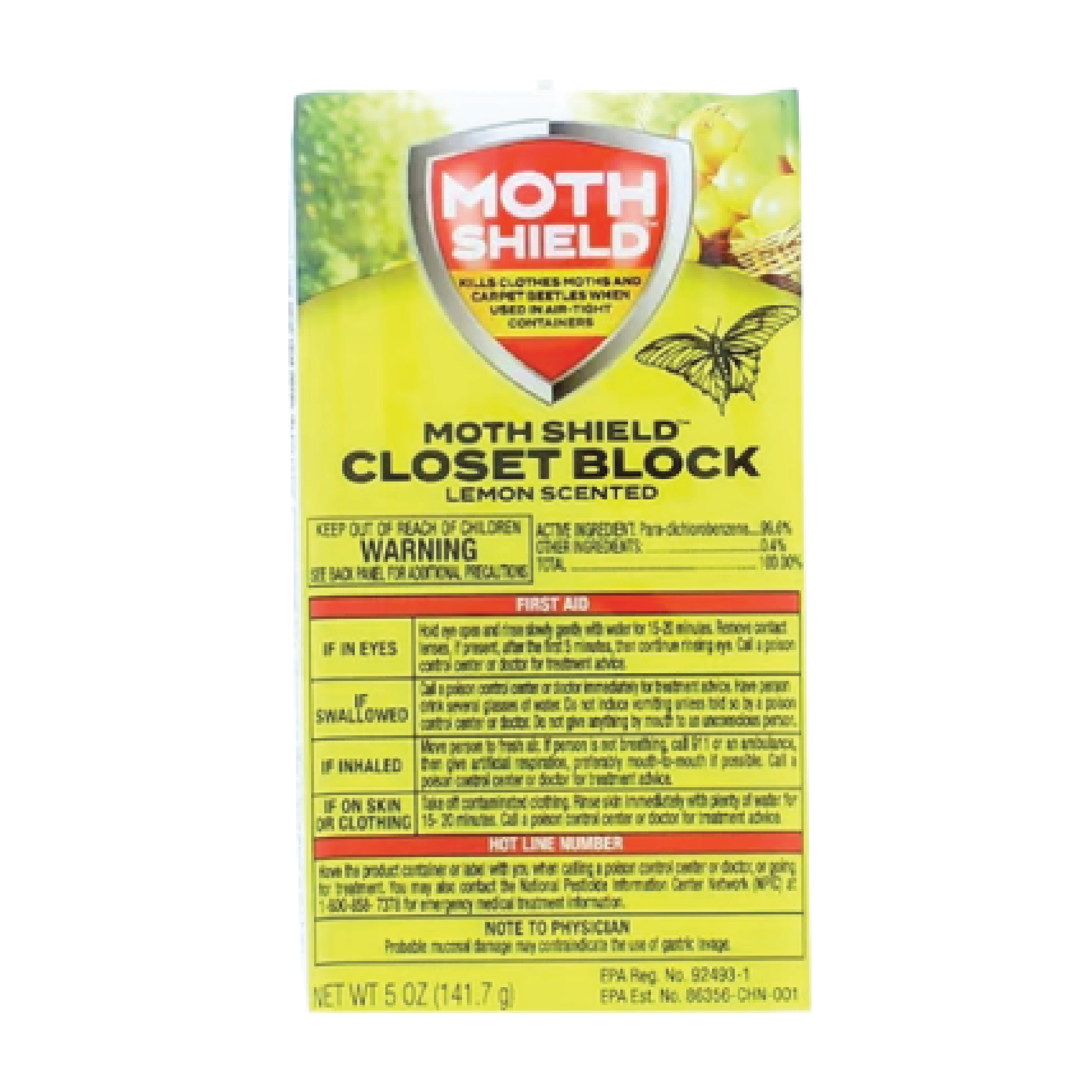 Moth Shield Lemon Scented Closet Block 5oz