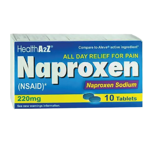 Health A2Z Naproxen Pain Relief Tablets 10 Count