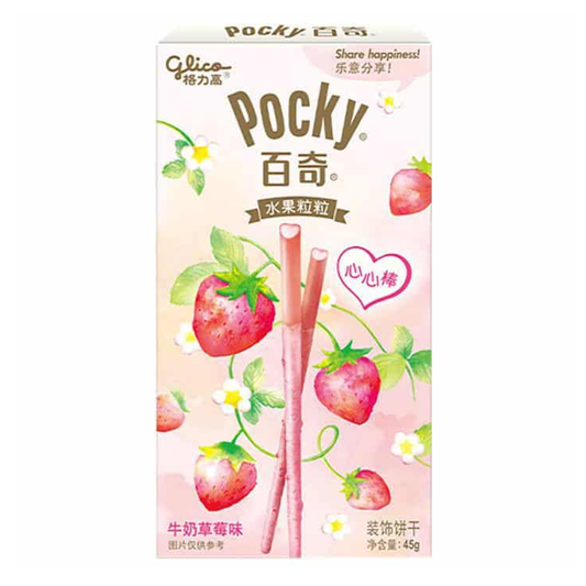 Pocky Milk Cream Strawberry Flakes Flavor Biscuit Sticks 1.94oz (China)