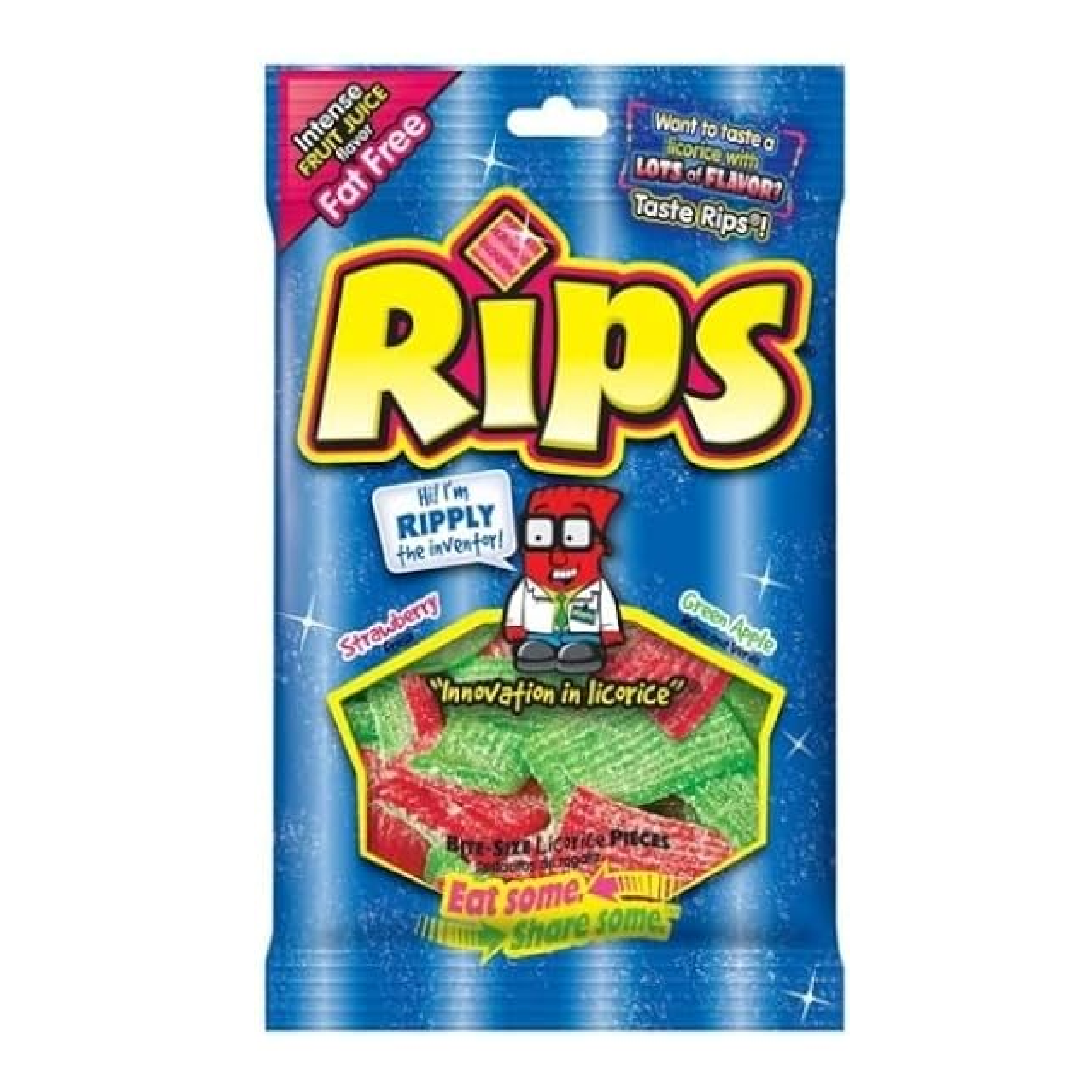 Rips Strawberry & Green Apple Bite Size Licorice Pieces 4oz