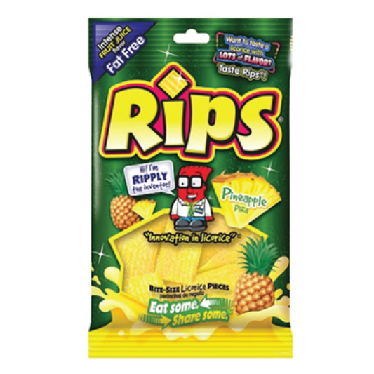 Rips Pineapple Bite Size Licorice Pieces 4oz