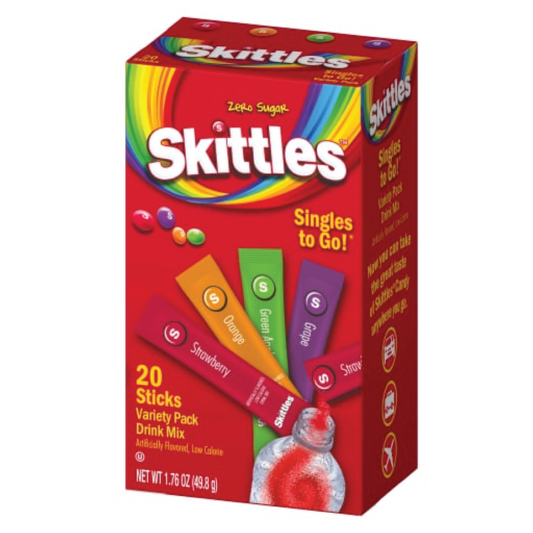 Skittles Singles To Go Original Variety Pack Drink Mixes | 20 Sticks