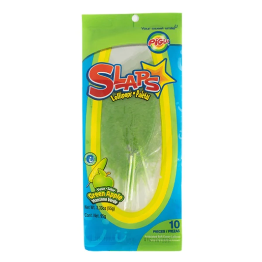 Slaps Green Apple Flavored Lollipops 10 Pack