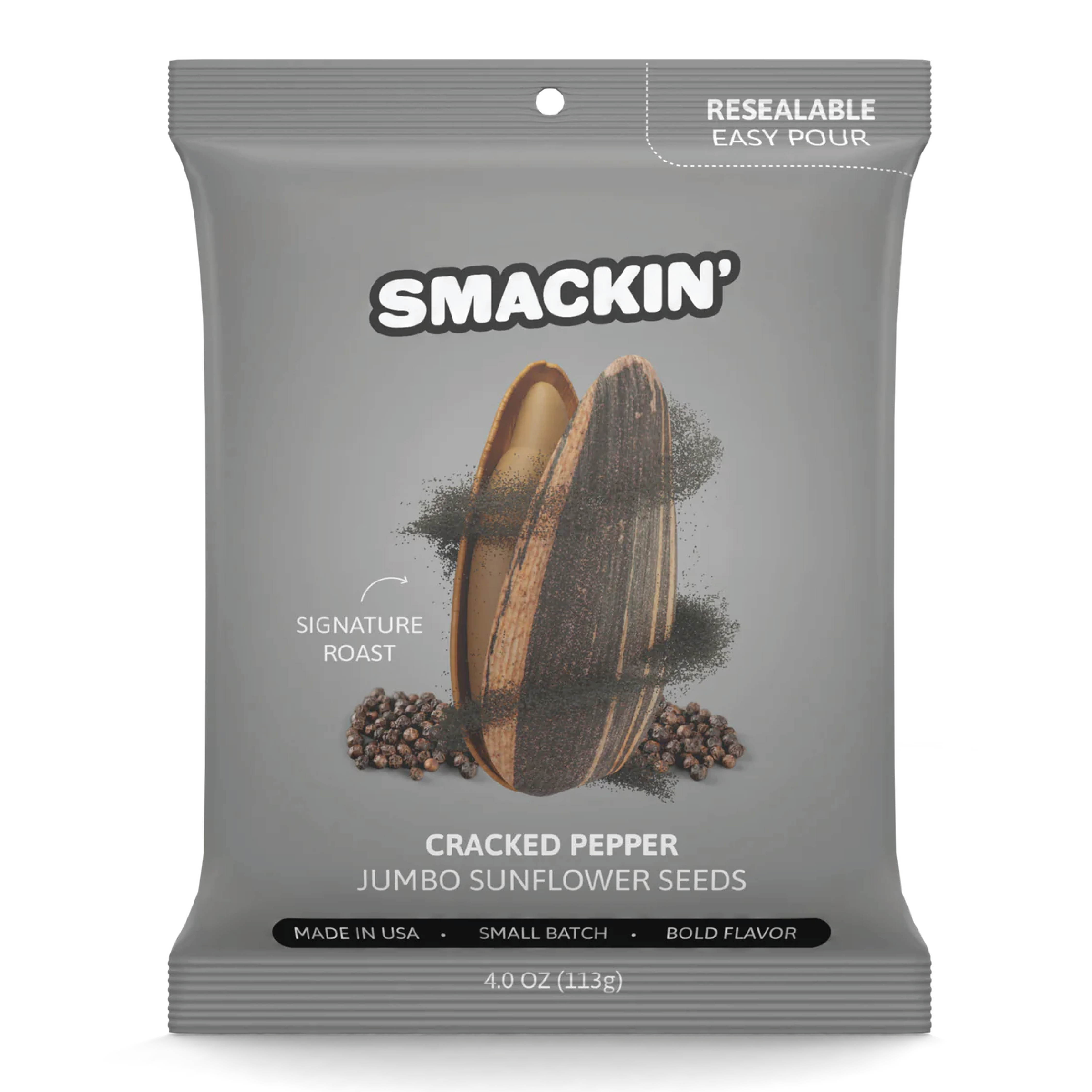 Smackin' Cracked Pepper Jumbo Sunflower Seeds 4oz