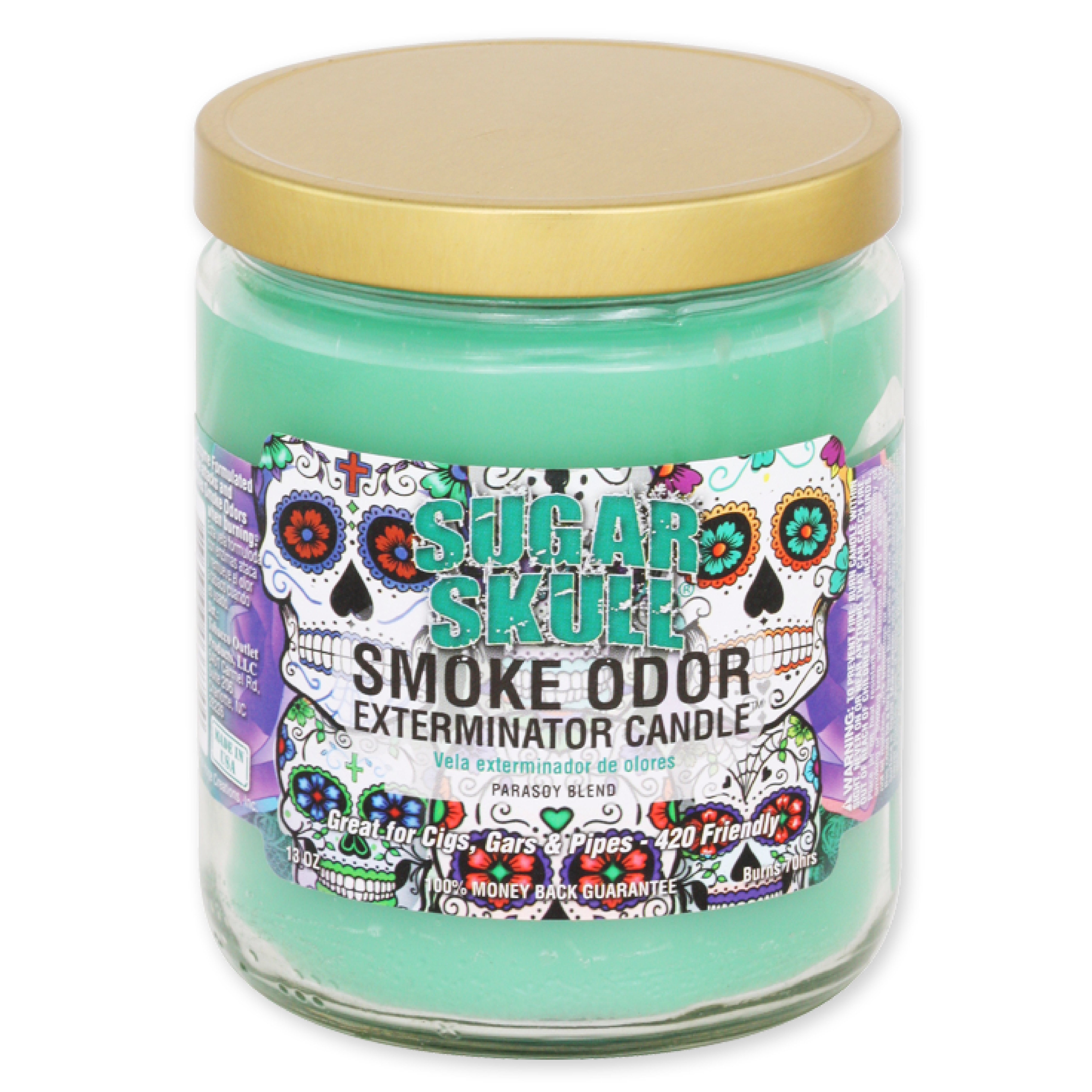 Smoke Odor Sugar Skull Candle 13oz