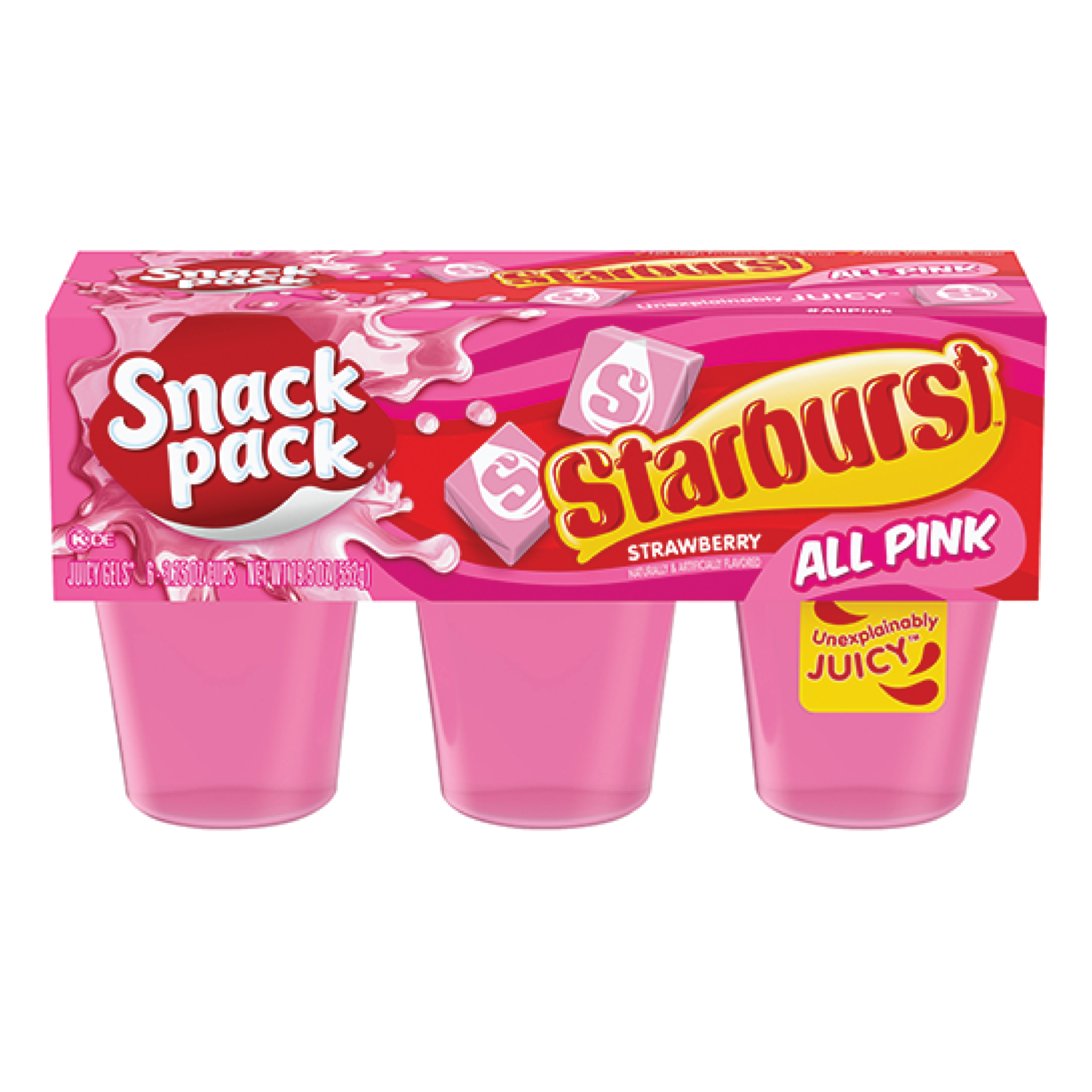 Snack Pack Starburst All Pink Strawberry Juicy Gels 6 Pack