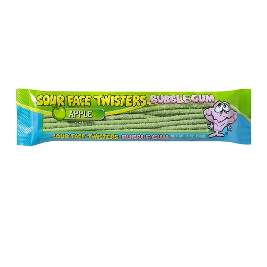 Face Twisters Sour Bubble Gum Green Apple 2oz