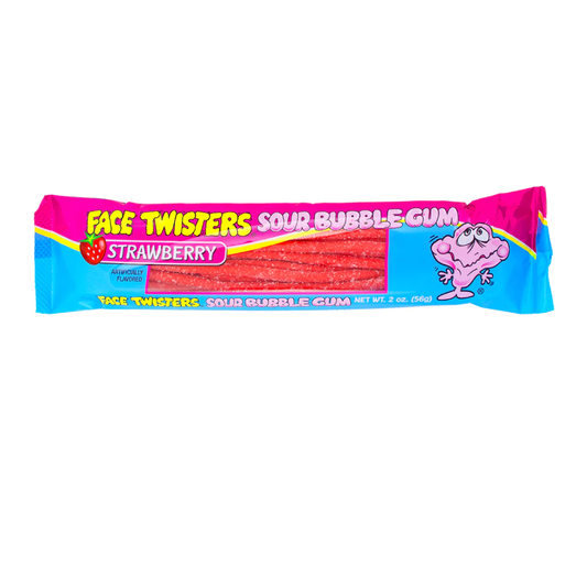 Face Twisters Sour Bubble Gum Strawberry 2oz