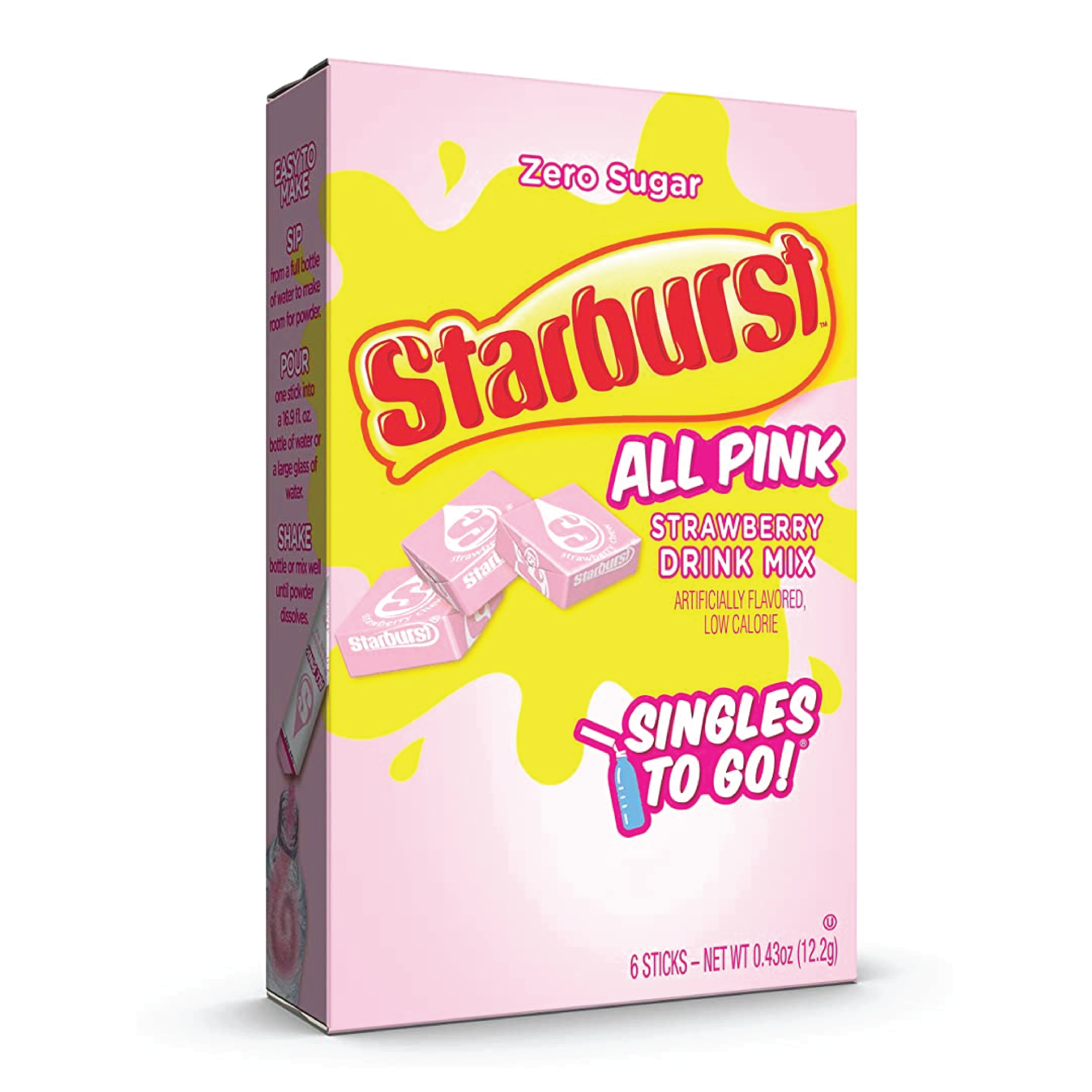 Starburst All Pink Strawberry Singles To Go Drink Mix | 6 Sticks